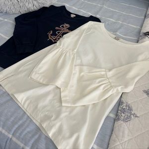 Women’s J.Crew lot of crewneck anchor shirt and long-sleeve white shirt